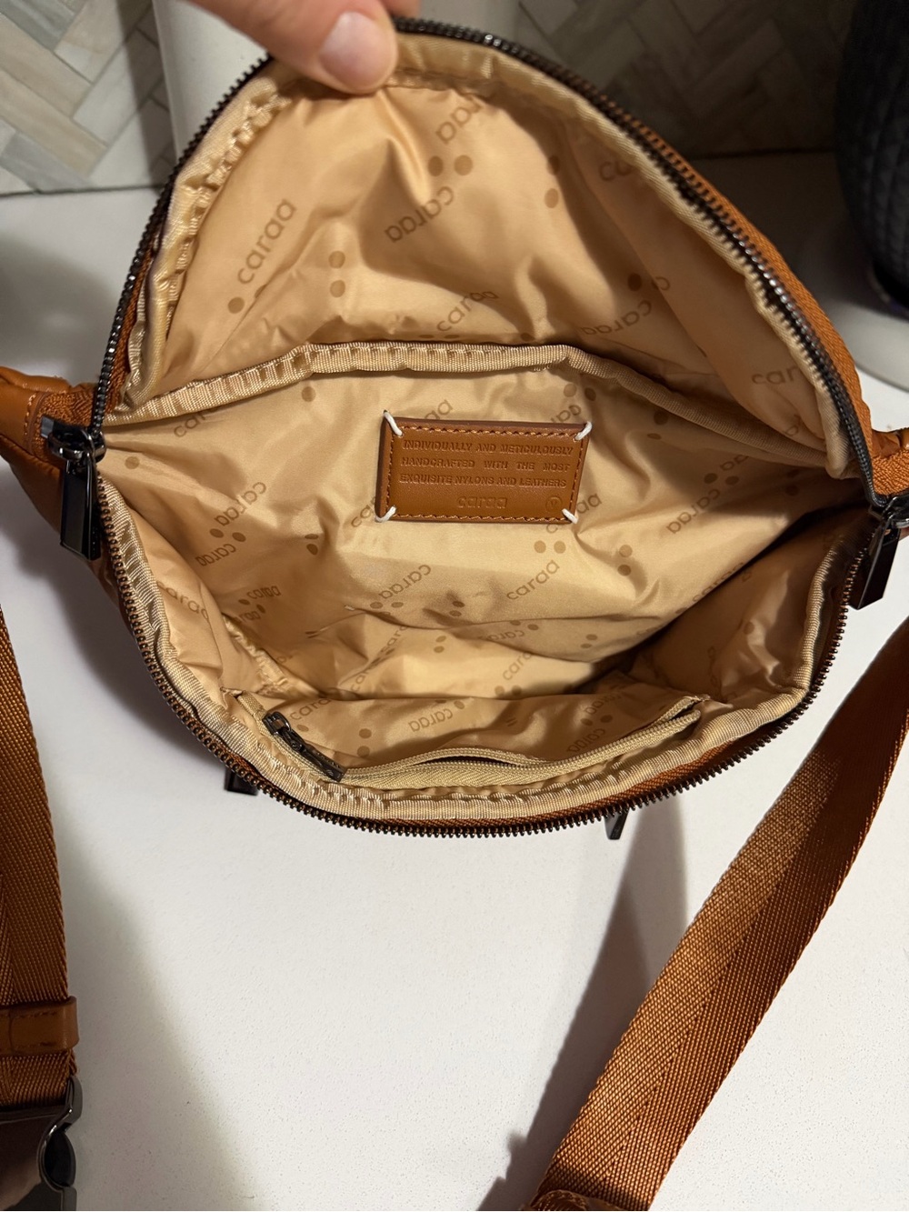 Caara Chestnut Belt Bag with Tan Strap - Picture 6 of 8